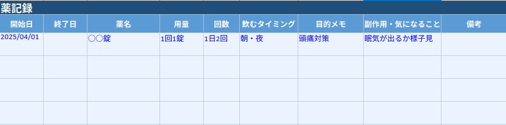 通院管理シート