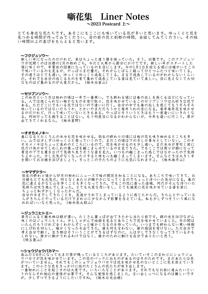 噺花集 Postcard vol.23 上 6枚組