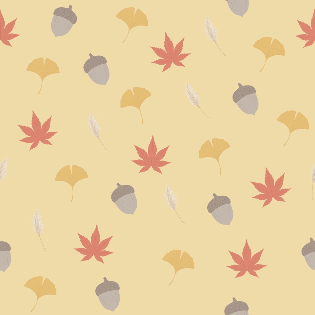 秋の紅葉デジタルペーパー 4枚セット|もみじ・イチョウ・すすき・どんぐり
