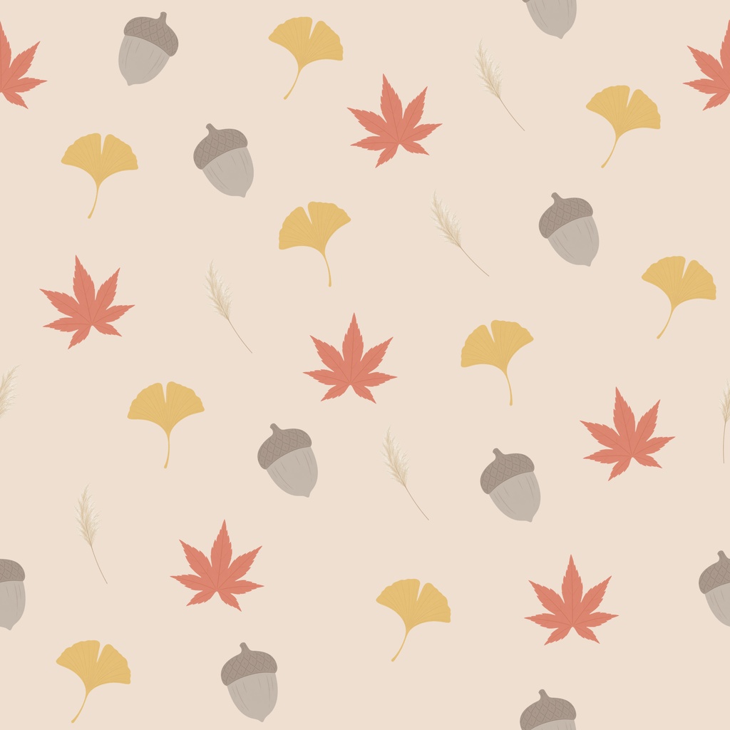 秋の紅葉デジタルペーパー 4枚セット｜もみじ・イチョウ・すすき・どんぐり