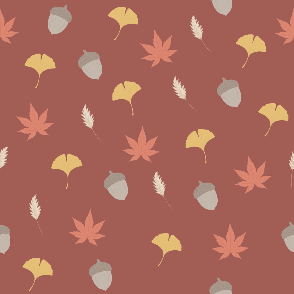 秋の紅葉デジタルペーパー 4枚セット|もみじ・イチョウ・すすき・どんぐり