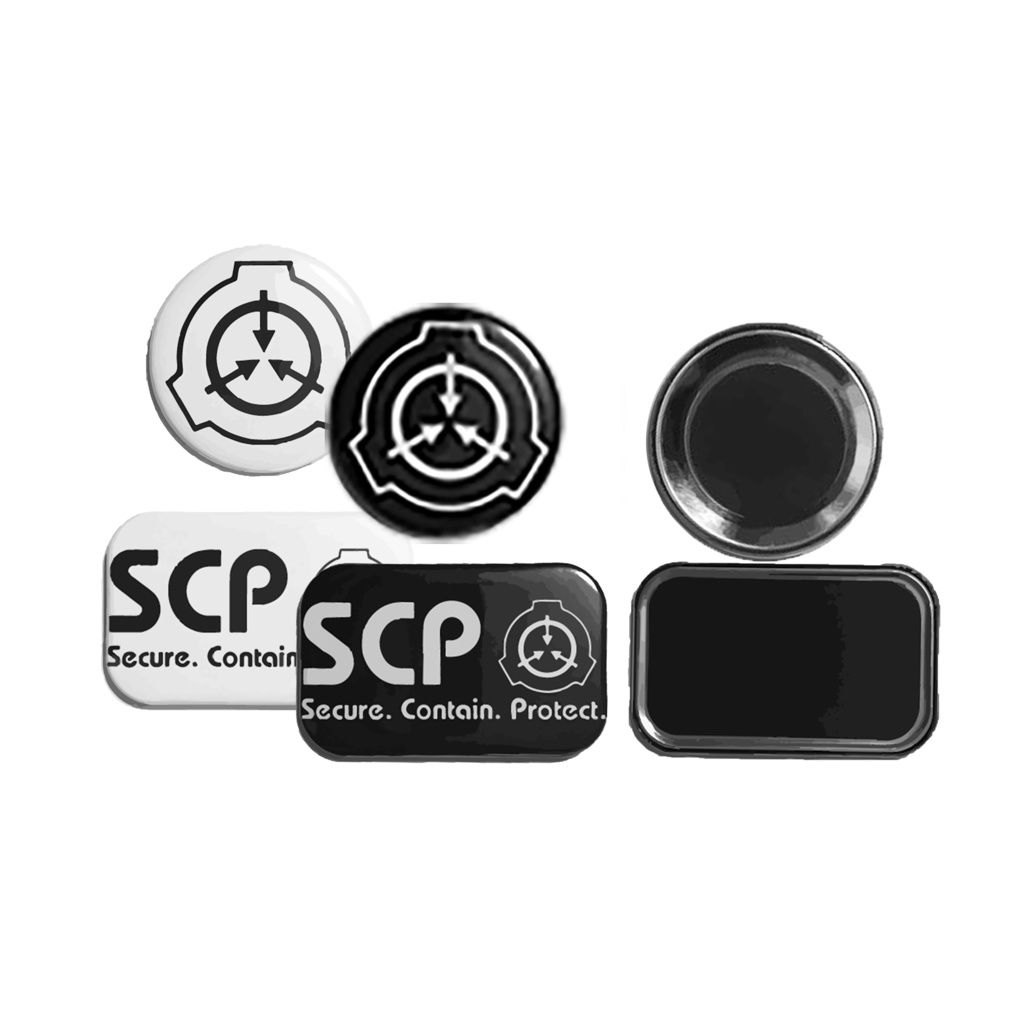 SCP財団シンボル3点セット (ストラップ 缶バッジ マグネット)
