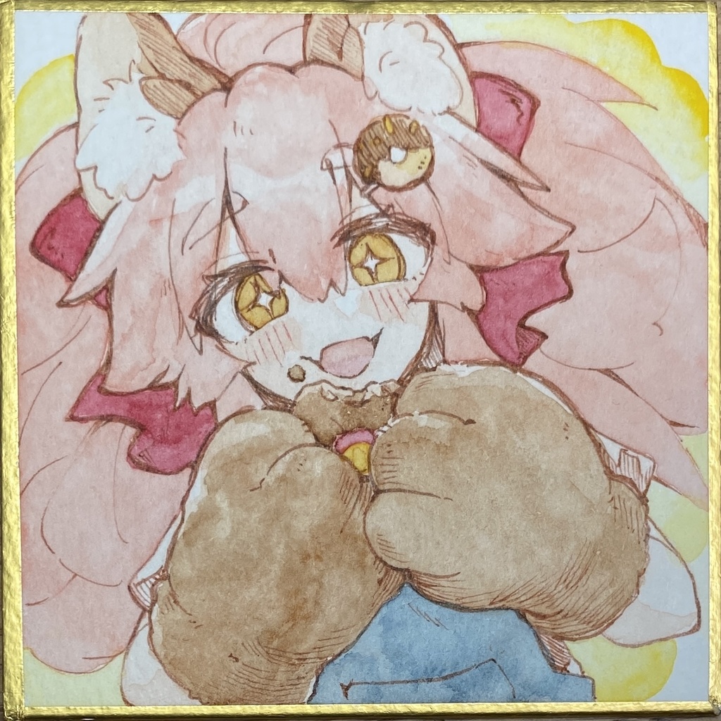C【ミニ色紙】ドーナツキャット