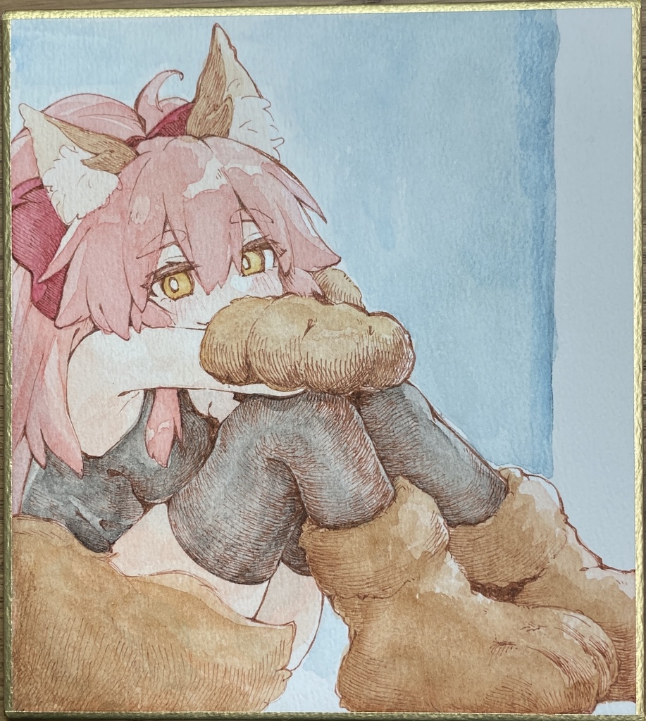 C【中サイズ色紙】じ〜っとキャット