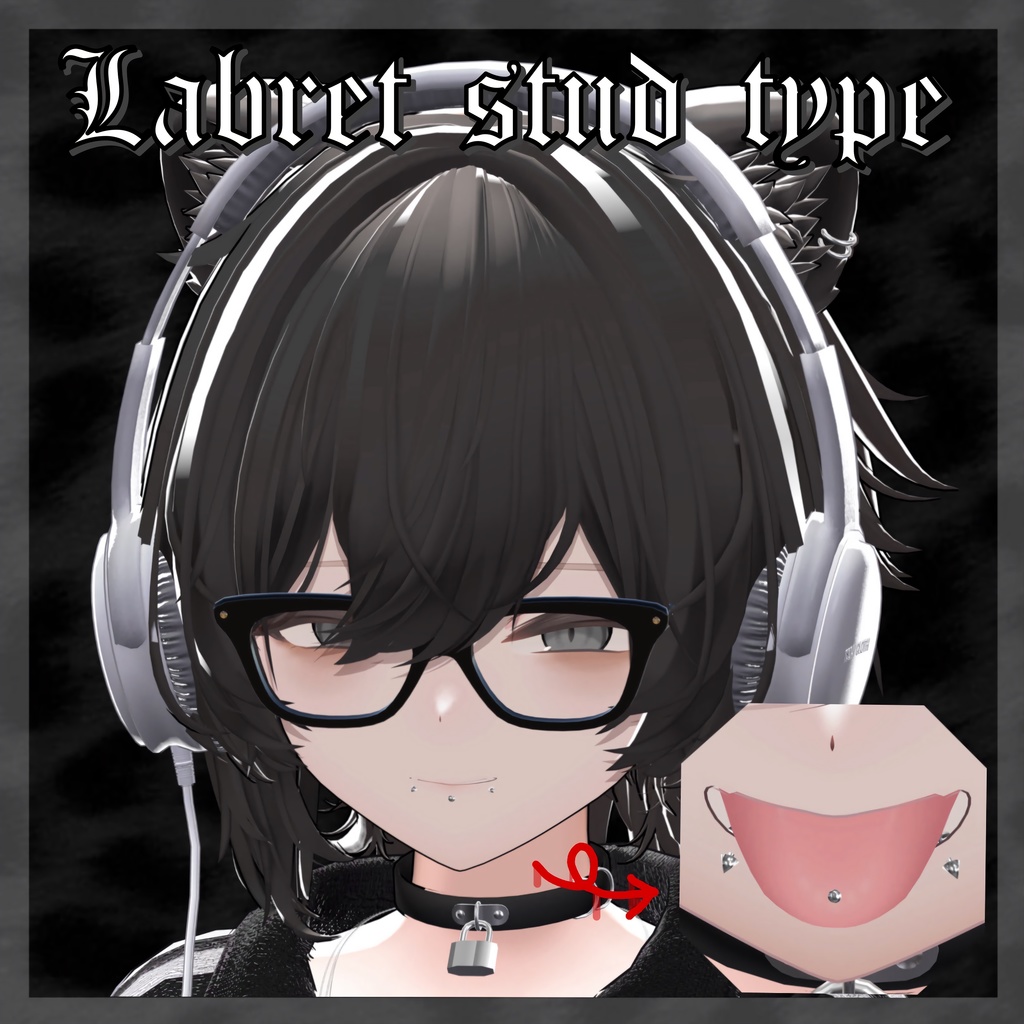 【真央専用】face pierce set / リップシンク対応