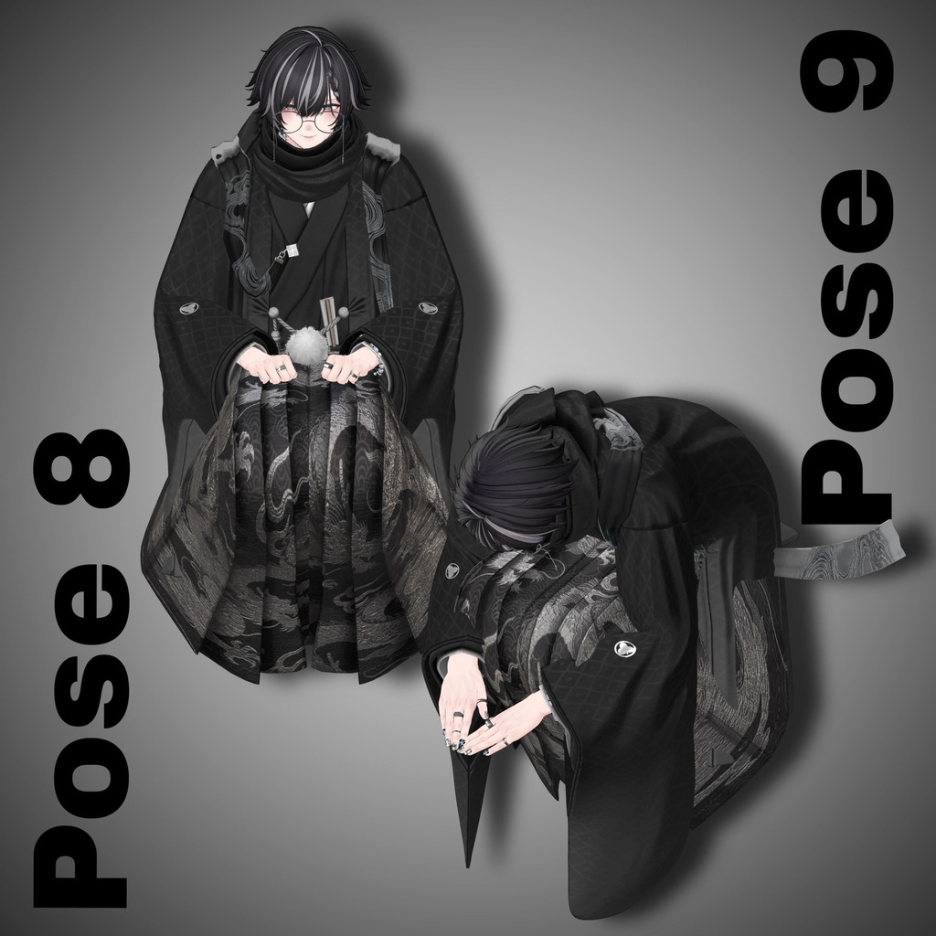 【APL対応】 Men's KIMONO/HAKAMA POSE 10ポーズ
