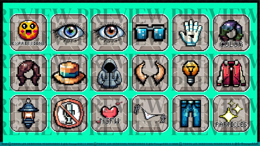 VrChat Custom Menu Icons PixelArt Style