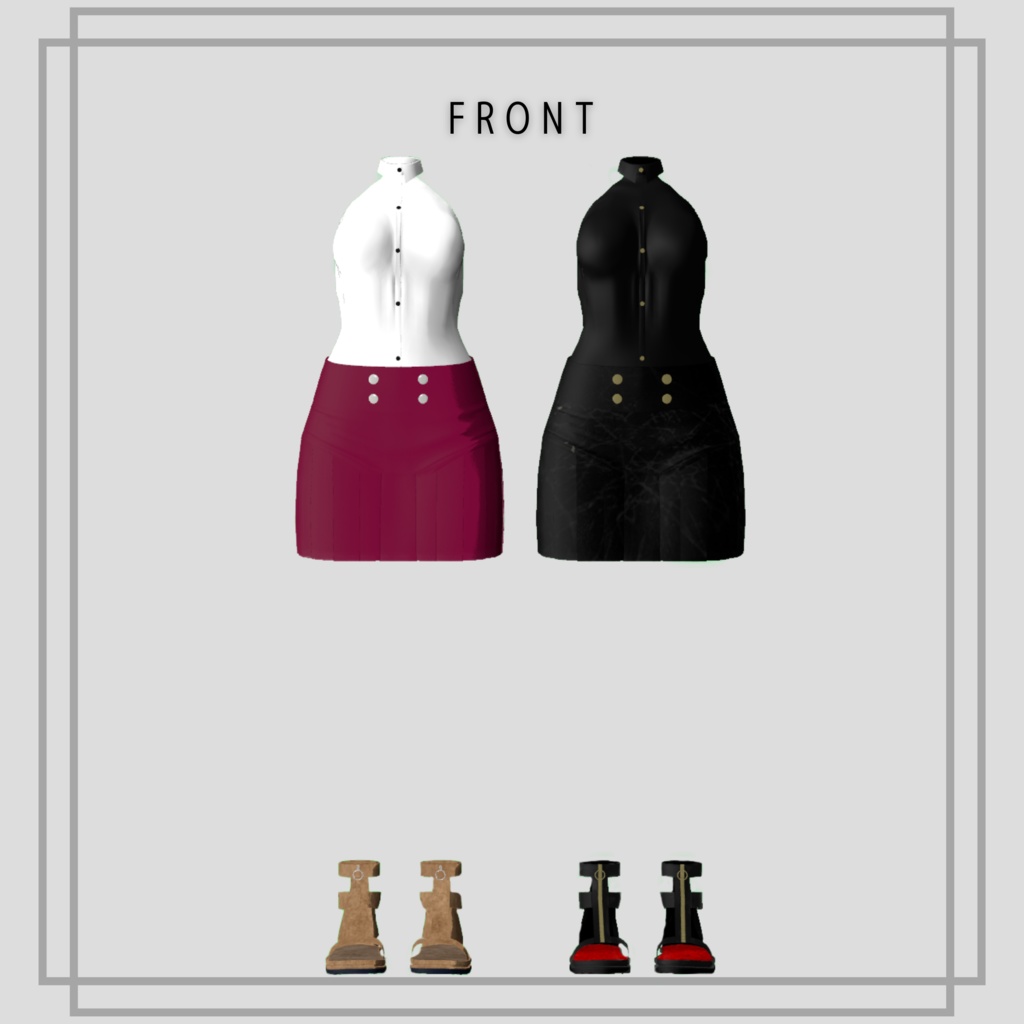 ホルターネック スカートコーデ