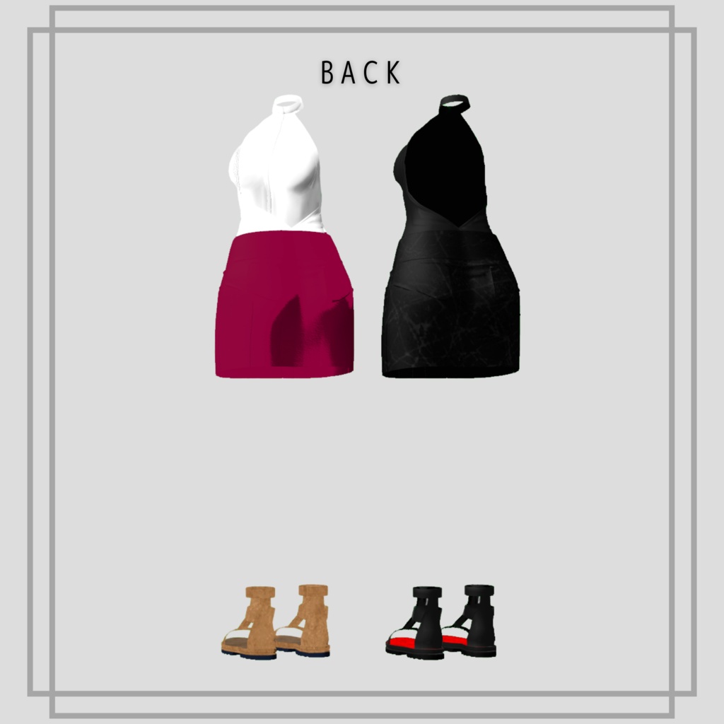 ホルターネック スカートコーデ