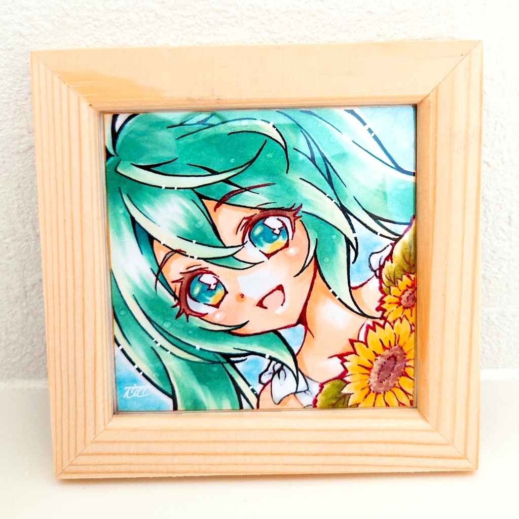 1点もの 額装原画 夏ミク オリジナル衣装