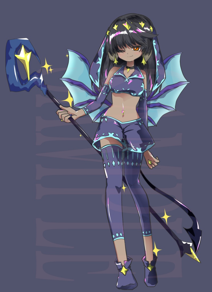 【立ち絵素材】ファンタジー女性〈星〉(表情差分PNG/角、羽などのオプション付PSD)