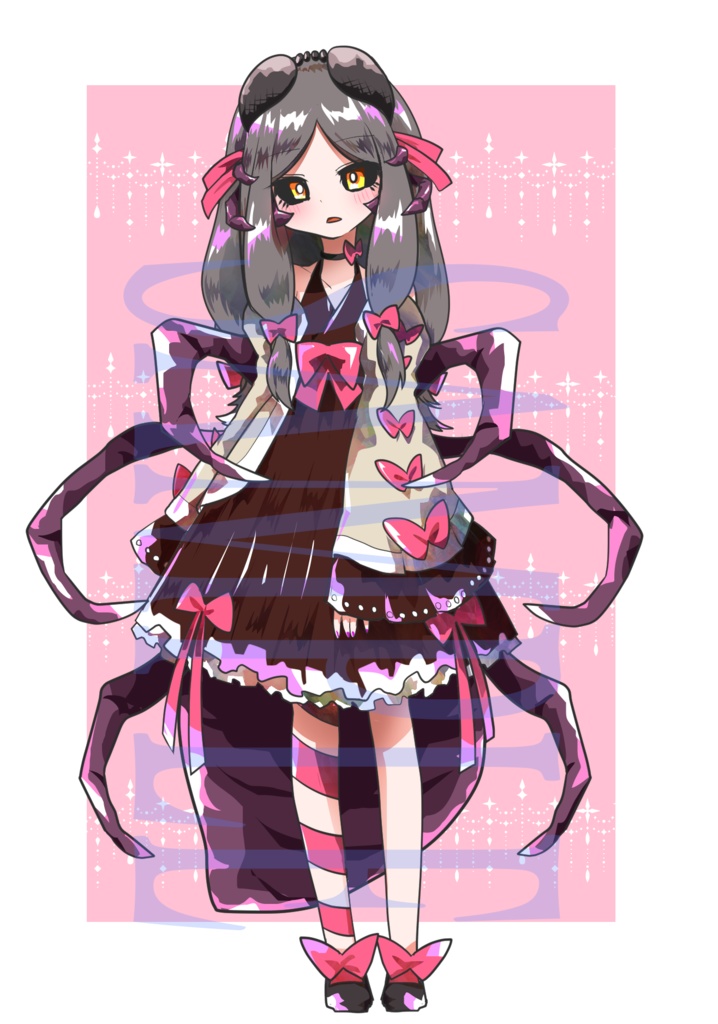 【立ち絵素材】メルヘン少女〈蜘蛛〉(表情差分PNG/羽、しっぽ、異形などのオプション付PSD)