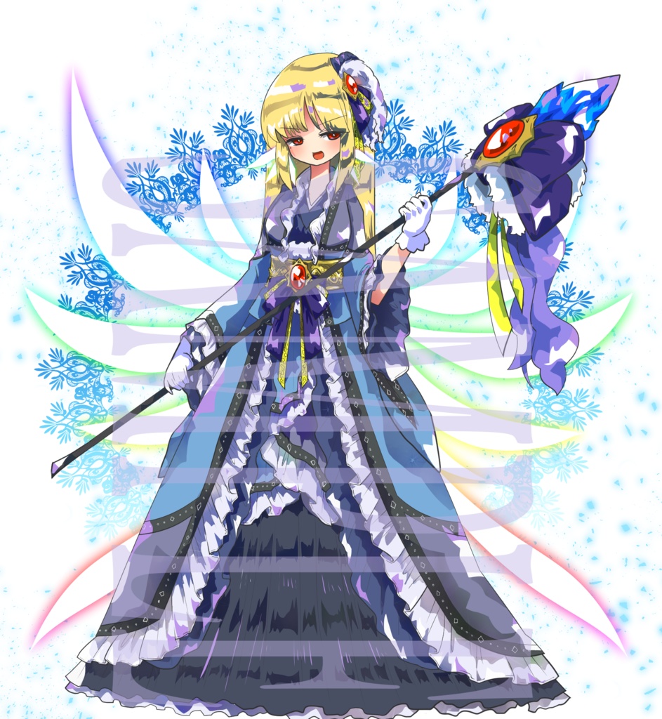 【立ち絵素材】ファンタジー姫〈氷〉(表情差分PNG/羽、武器などのオプション付PSD)