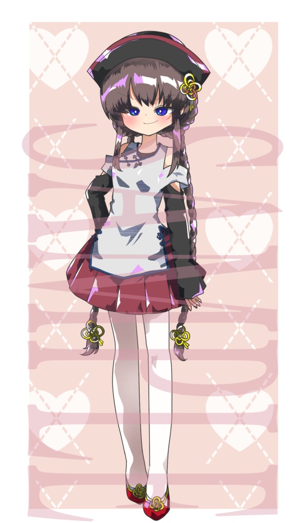 【立ち絵素材】おしゃれな少女〈中華風〉(表情差分PNG/髪型ちがい、帽子などオプション付PSD)