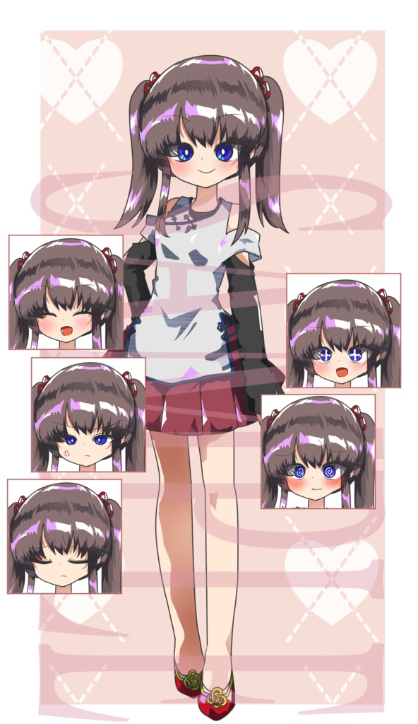 【立ち絵素材】おしゃれな少女〈中華風〉(表情差分PNG/髪型ちがい、帽子などオプション付PSD)