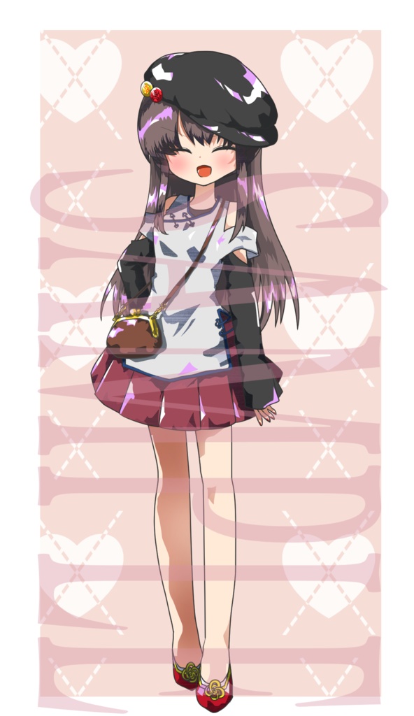 【立ち絵素材】おしゃれな少女〈中華風〉(表情差分PNG/髪型ちがい、帽子などオプション付PSD)