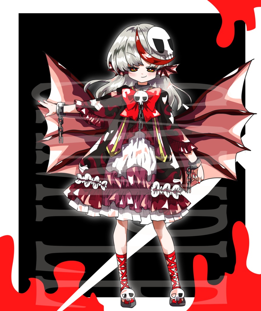 【立ち絵素材】ファンタジー少女〈蝙蝠〉(表情差分PNG/羽、武器などのオプション付PSD)