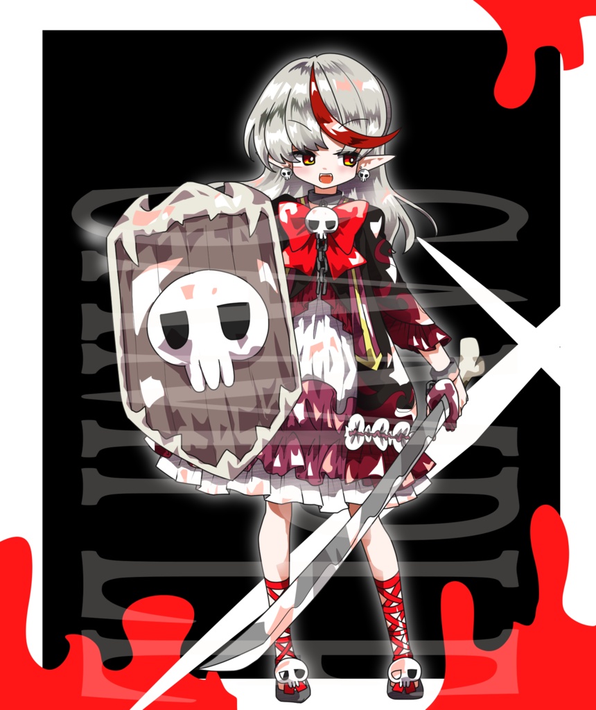 【立ち絵素材】ファンタジー少女〈蝙蝠〉(表情差分PNG/羽、武器などのオプション付PSD)