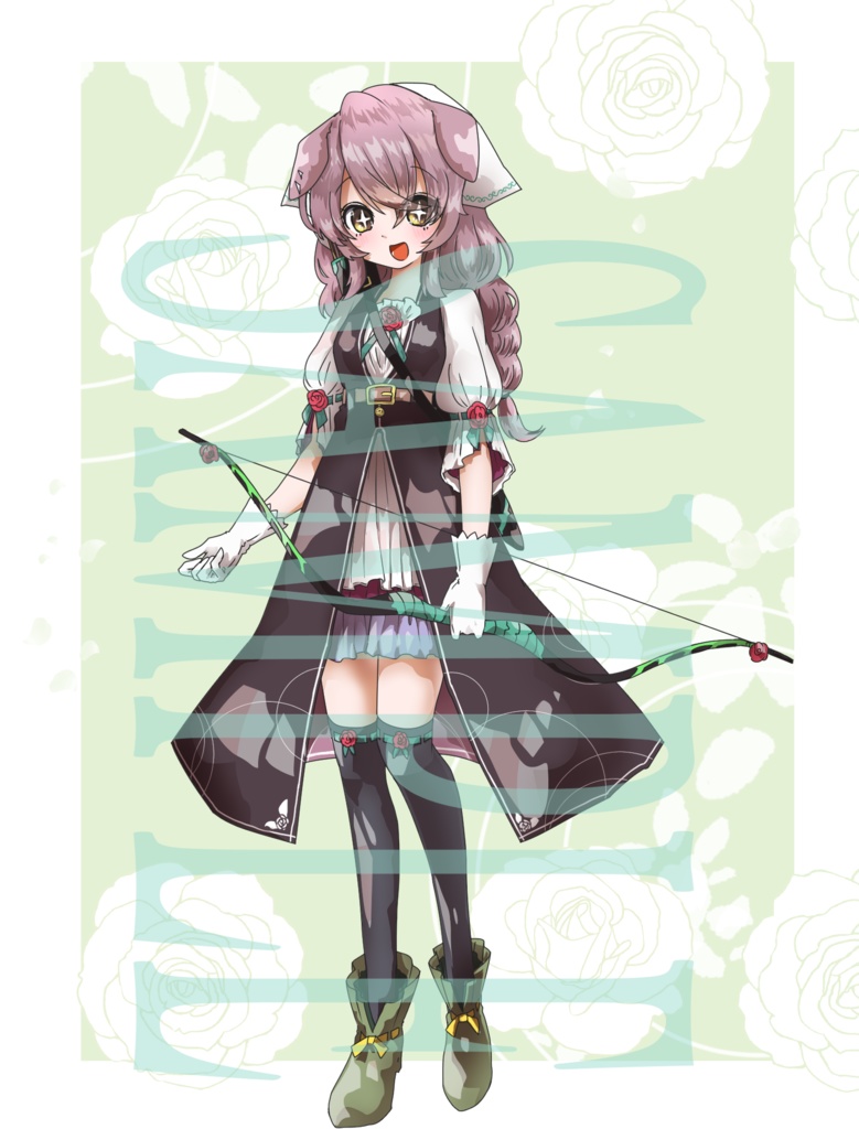 【立ち絵素材】ファンタジー女性〈薔薇〉(表情差分PNG/耳別、武器などのオプション付PSD)