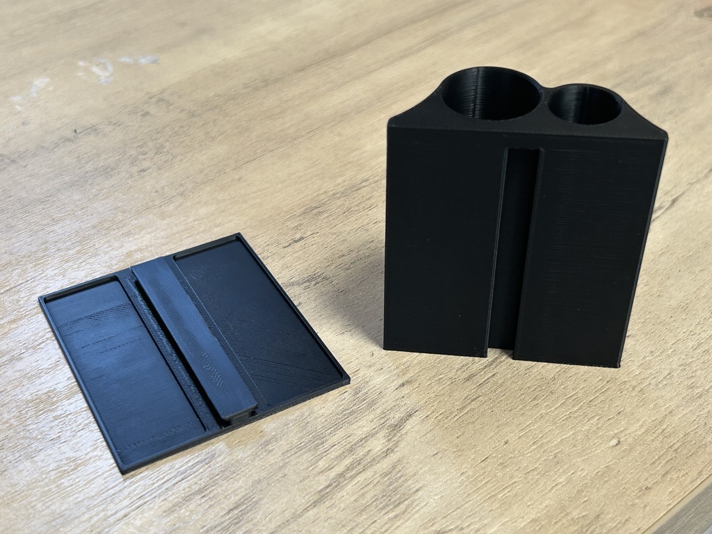 ホッチキスで壁に取り付ける印鑑・ペンホルダー ブラック