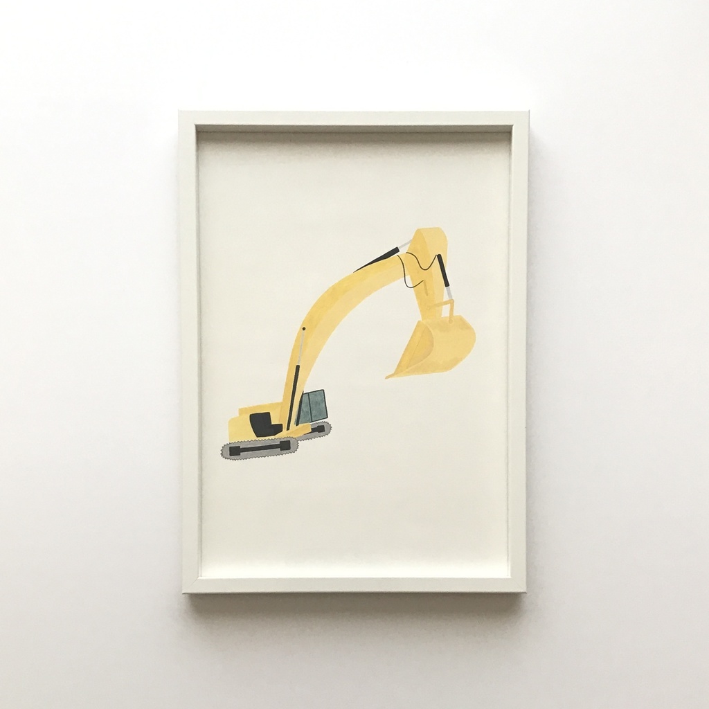 【額付】原画『油圧ショベル』