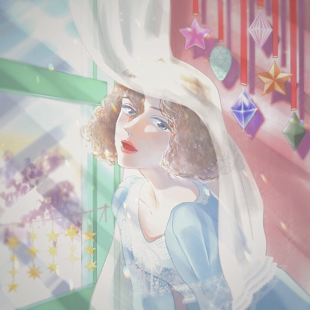 【額装済イラスト】冬の朝