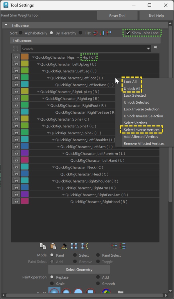 influenceMenuPlus + influenceInspector