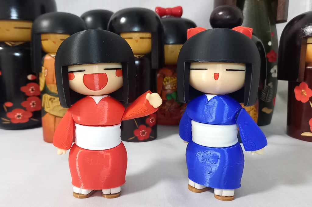 三次元印刷機製簡易可動式おかっぱこけしちゃん一号