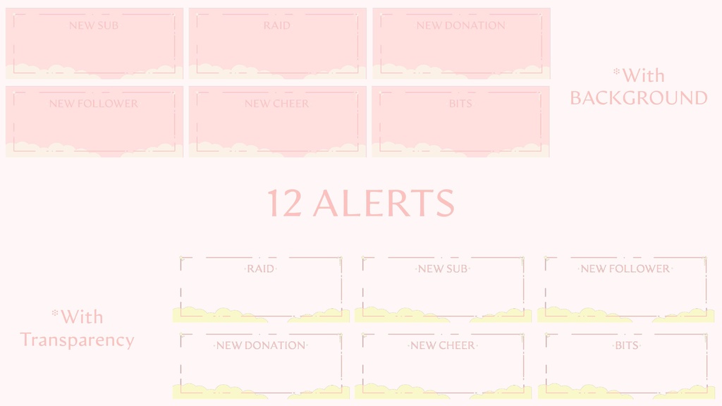 Pink Moon Sky Stream Overlay Pack - Twich, Youtube - Aesthetic - Cute - Clouds - Moon - Stars