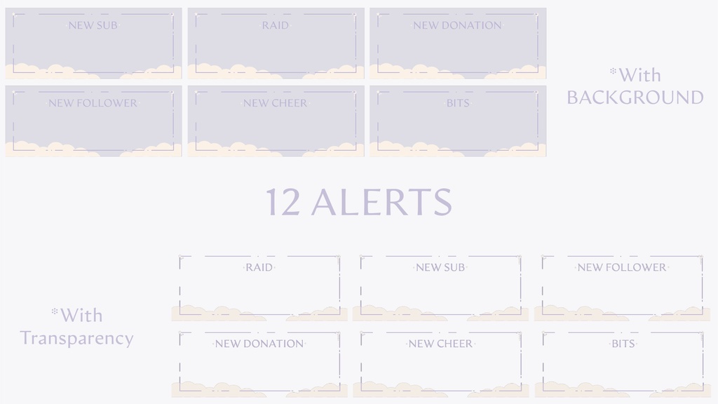 Purple Moon Sky Stream Overlay Pack - Twich, Youtube - Aesthetic - Cute - Clouds - Moon - Stars