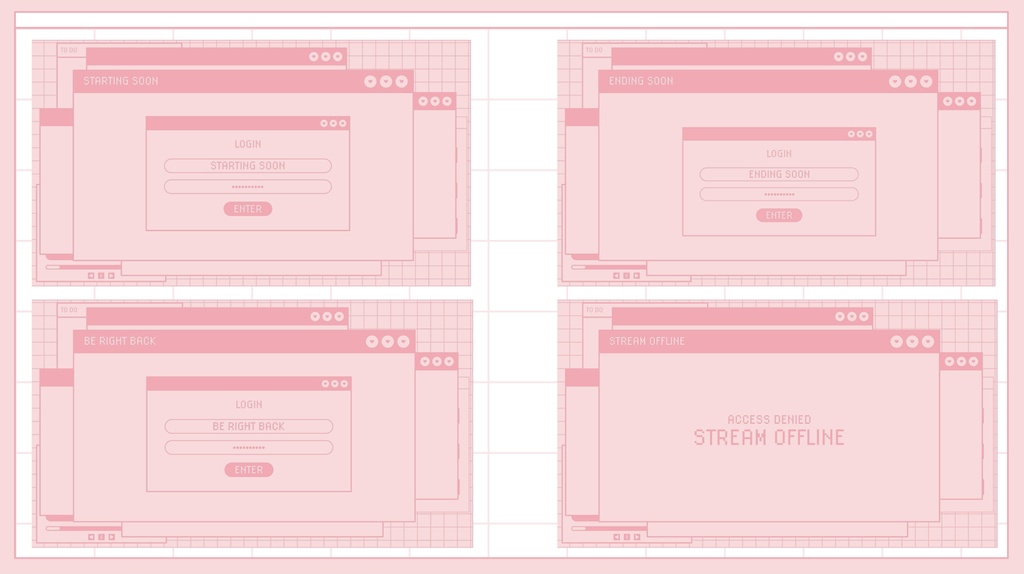 Pink Browser Stream Overlay Pack Twich, Youtube - Aesthetic - Cute - Internet