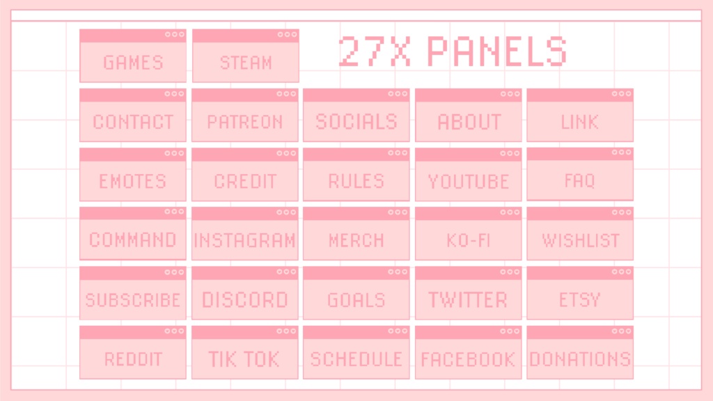 Pink Browser Stream Overlay Pack Twich, Youtube - Aesthetic - Cute - Internet