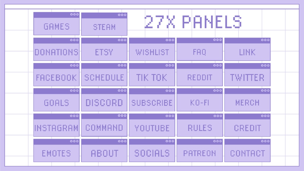 Purple Browser Stream Overlay Pack Twich, Youtube - Aesthetic - Cute - Internet