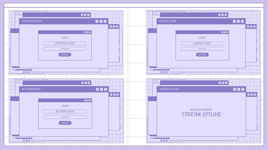 Purple Browser Stream Overlay Pack Twich, Youtube - Aesthetic - Cute - Internet