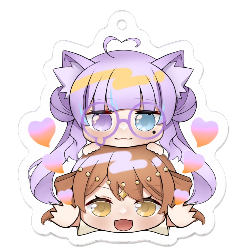 【九十九ヌイ&夜白虎依】鏡餅アクリルキーホルダー