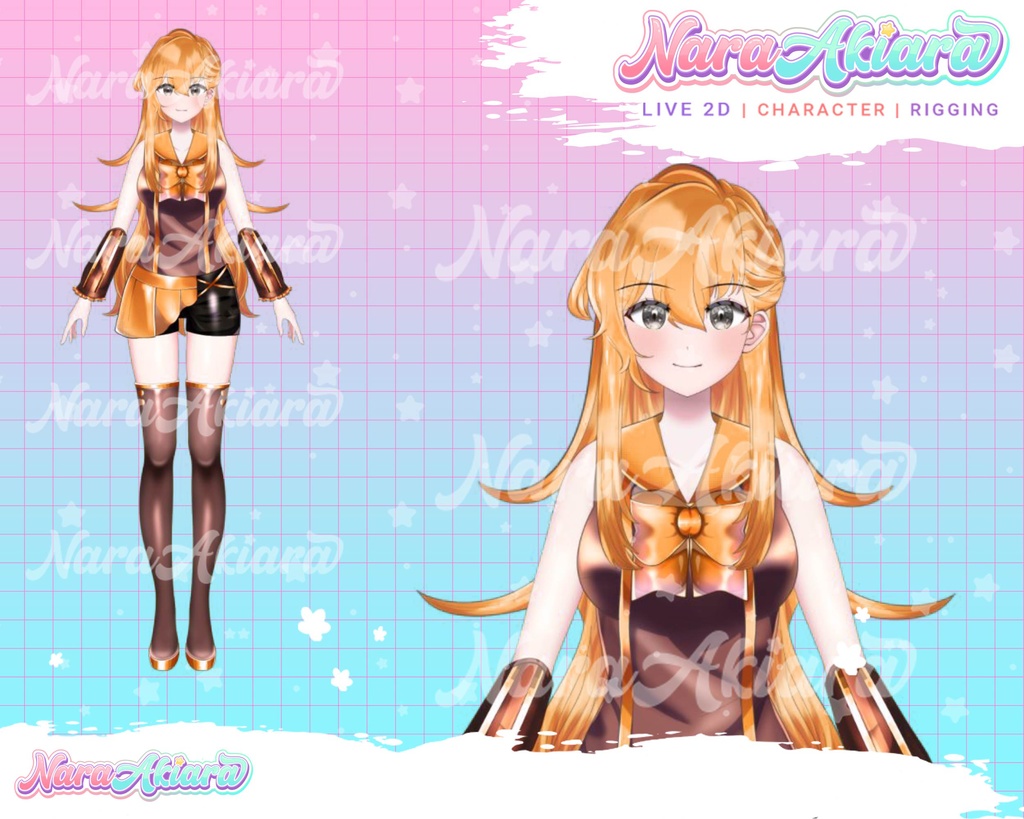 Vtuber Model, Vtuber Commission, Live2d Model, Vtuber Model, 2d Vtuber, Vtuber - Ready Live2d Vtuber Model Anime Girl With Orange Hair