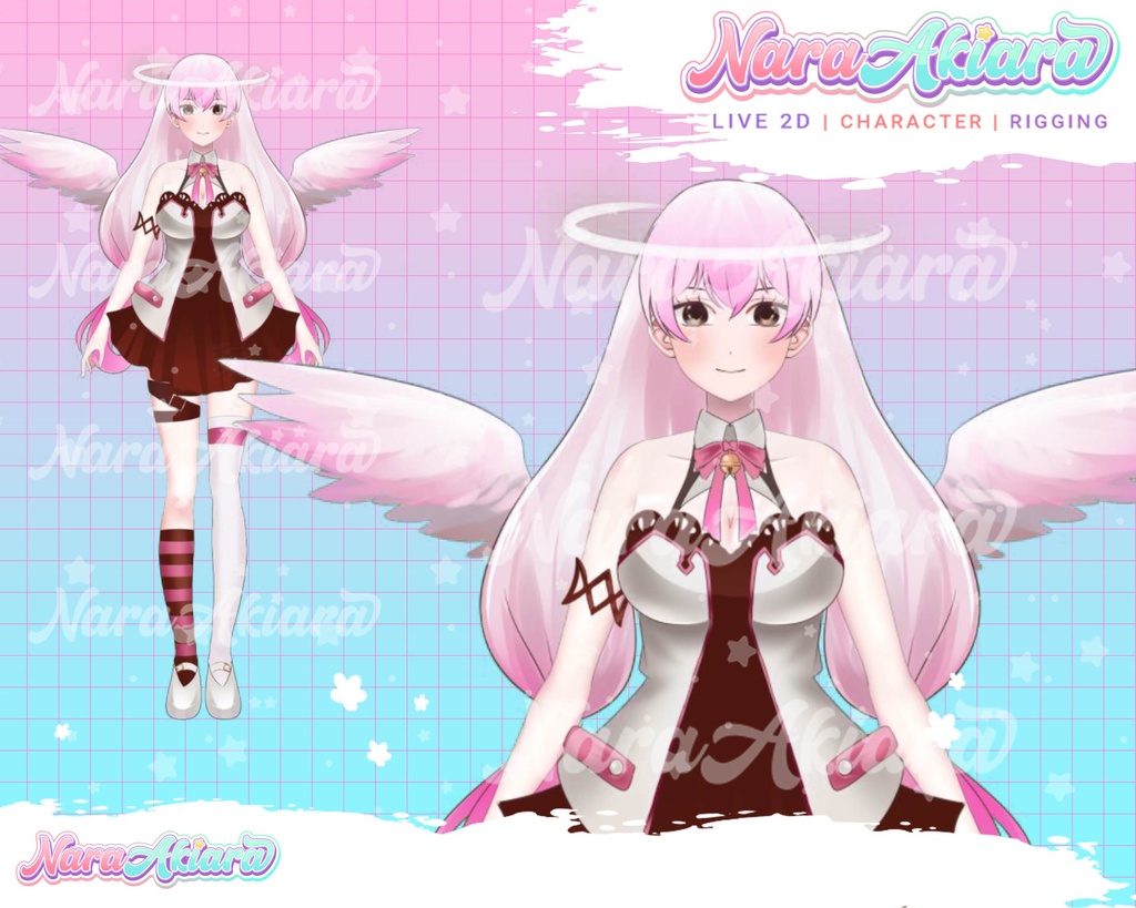 Vtuber Model, Vtuber Commission, Live2D Vtuber, Vtuber, Live2D Commission, Premade Vtuber - Ready Live2d Vtuber Model Anime Girl Angel Pink