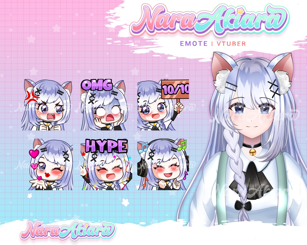 Twitch Emotes, Emote Commission, Emotes, Emotes Twitch, Twitch Emote Pack, Cute Emotes, Discord Emotes - Animal Girl with Ears Emotes