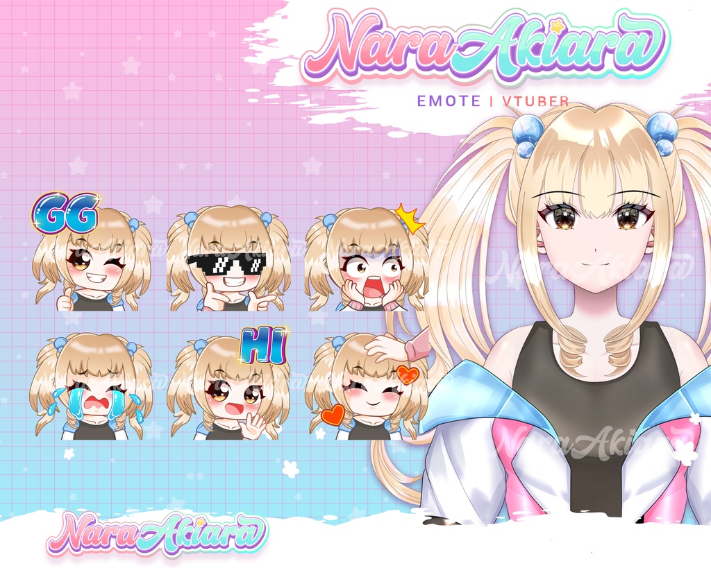Twitch Emotes, Emote Commission, Emotes Twitch, Anime Emotes, Twitch Emote Pack, Game Emote, Emote, Chibi Emotes -Twintail Blonde Hair Emote