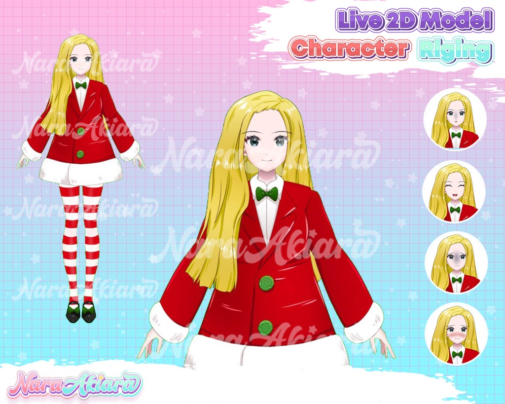 Vtuber Model, Vtuber commission, Live2d Model, Vtuber Rigging, Christmas, Premade Vtuber, Ready Live2d Vtuber Model - Anime Girl Christmas 2