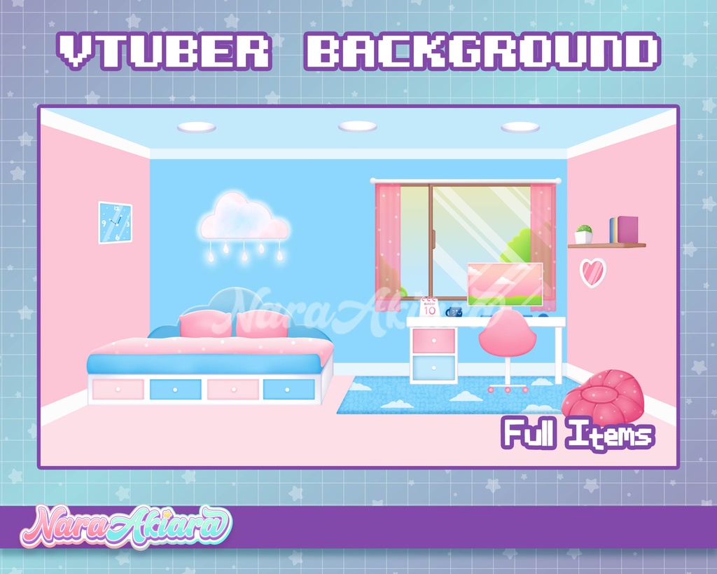 Vtuber Livestream Arabella Background - Vtuber Commission, Adorable Vtuber Background, Kawaii Vtuber Background, Vtuber Background Room