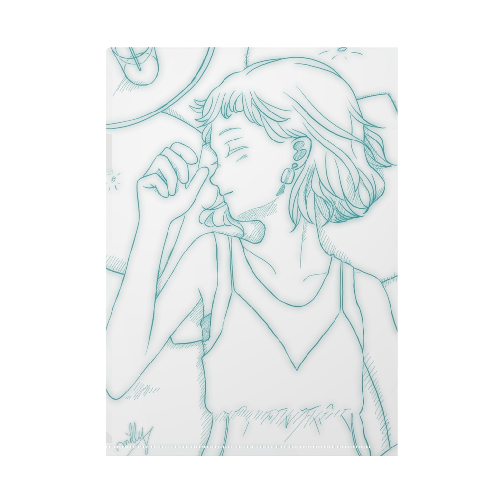 木漏れ日の女の子(ブルー)ークリアファイル