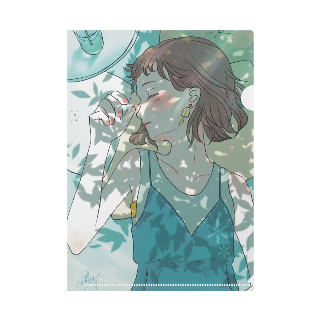 木漏れ日の女の子(ブルー)ークリアファイル