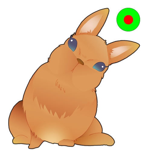 首をかしげるウサギのキーホルダー