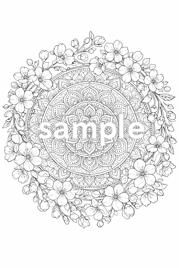 美しい花々とマンダラ塗り絵