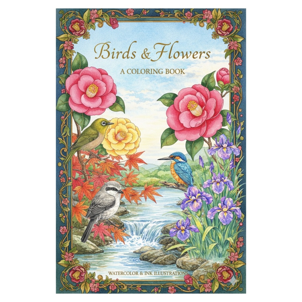 【やさしい大人の塗り絵】日本の鳥と四季を彩る塗り絵