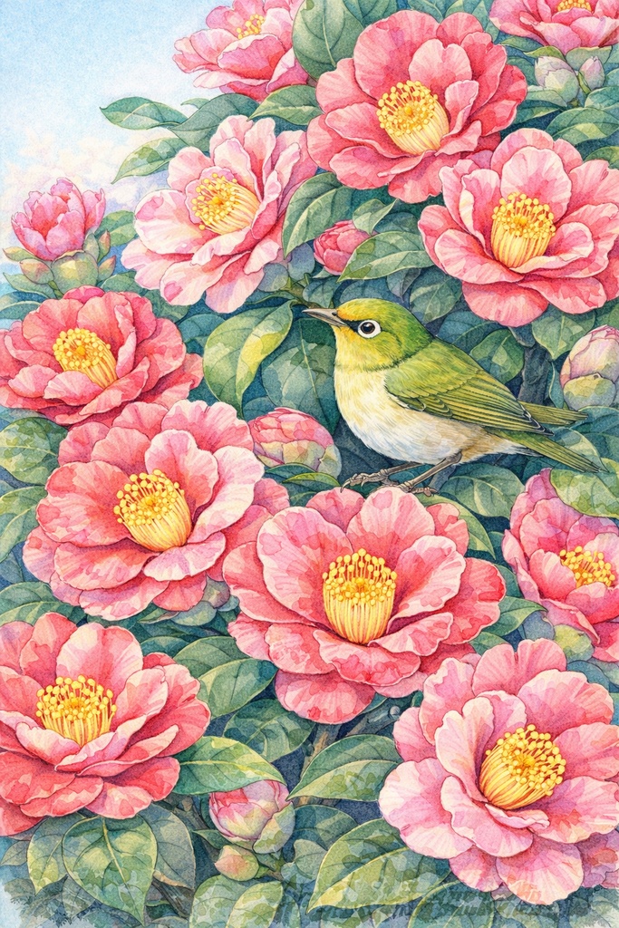 【やさしい大人の塗り絵】日本の鳥と四季を彩る塗り絵