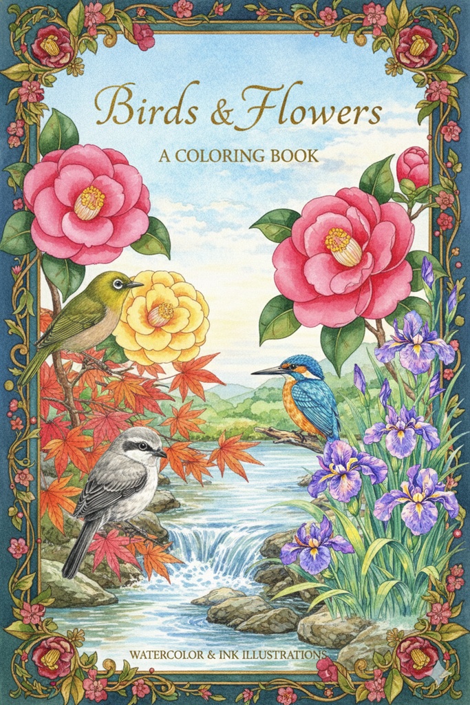 【やさしい大人の塗り絵】日本の鳥と四季を彩る塗り絵