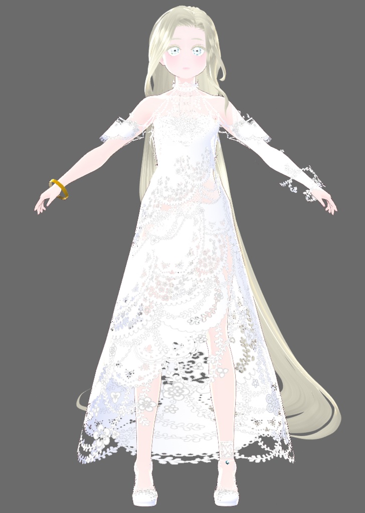【Juwel01】純白の総レースドレス【.vroidファイル】