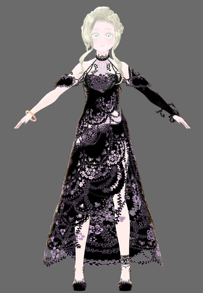 【Juwel02】漆黒に紫の縁取り~ぐっと大人っぽく~【.vroidファイル】